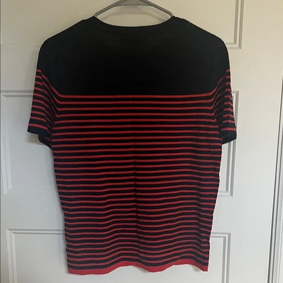 Banana Republic Merino Black and Red Striped Tee - Picture 7 of 9